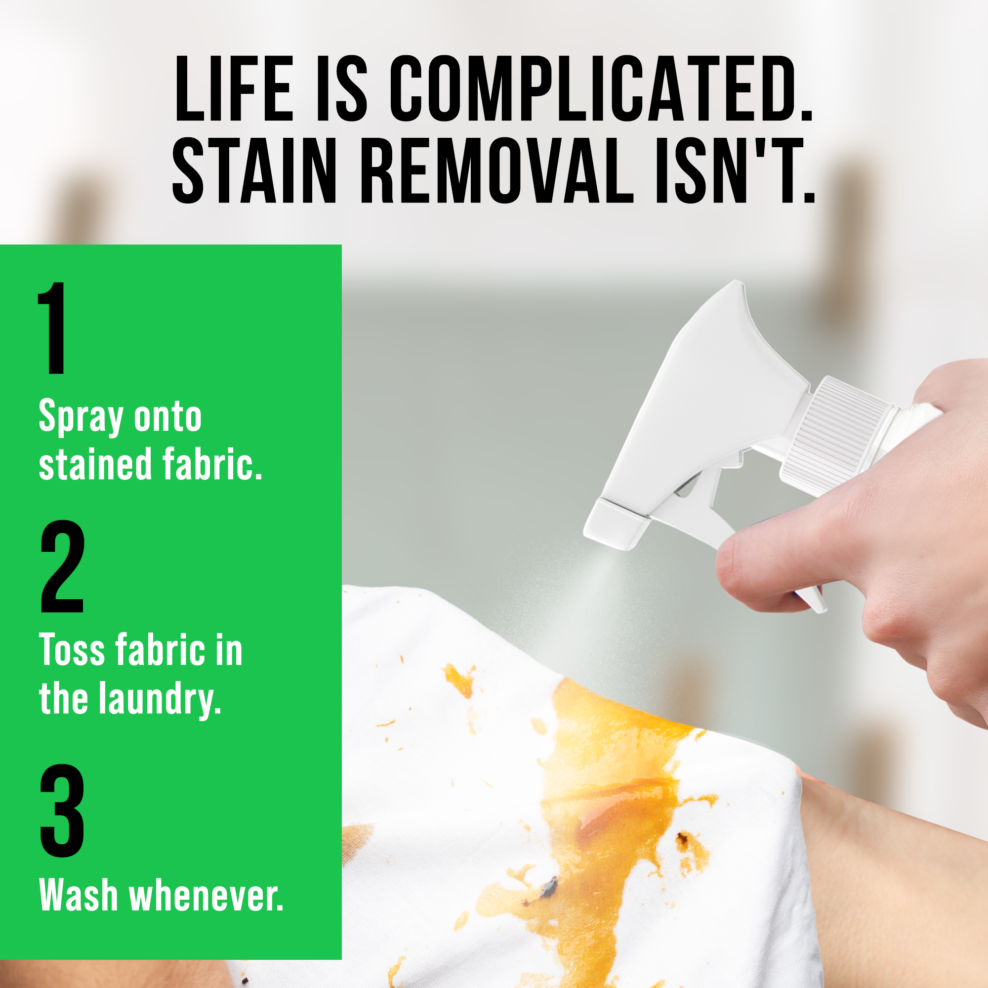 Activewear Stain Remover by Rockin Green - 16 Oz. Plant-based, odor eliminating, with detailed instructions.
