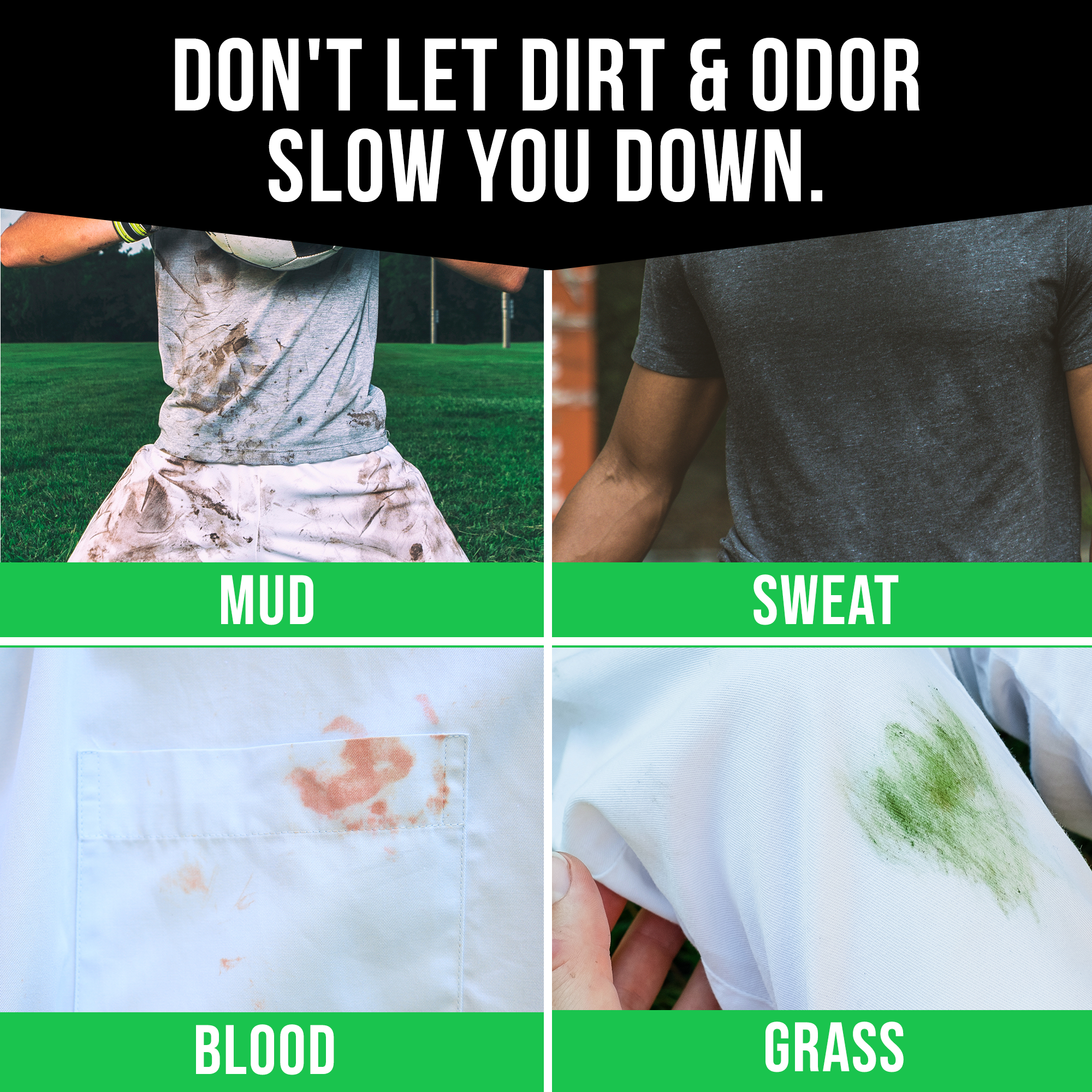 Freshen up activewear with Rockin Greens 4 Oz Activewear Stain Remover - plant-based & powerful on dirt.