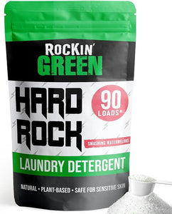 Rockin Greens Hard Rock Laundry Detergent - Smashing Watermelons for hard water, with plant-powered formula.