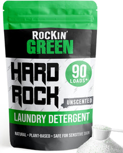 Rockin Greens Hard Rock Laundry Detergent - Unscented comes with a scoop of detergent crystals.