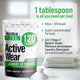 Rockin Green Active Wear Detergent 120 Loads Platinum Series, includes spoon and folded white towels.