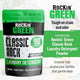 Green bag, Rockin Green Classic Rock Detergent, 90 loads, unscented and hypoallergenic stain eliminator.