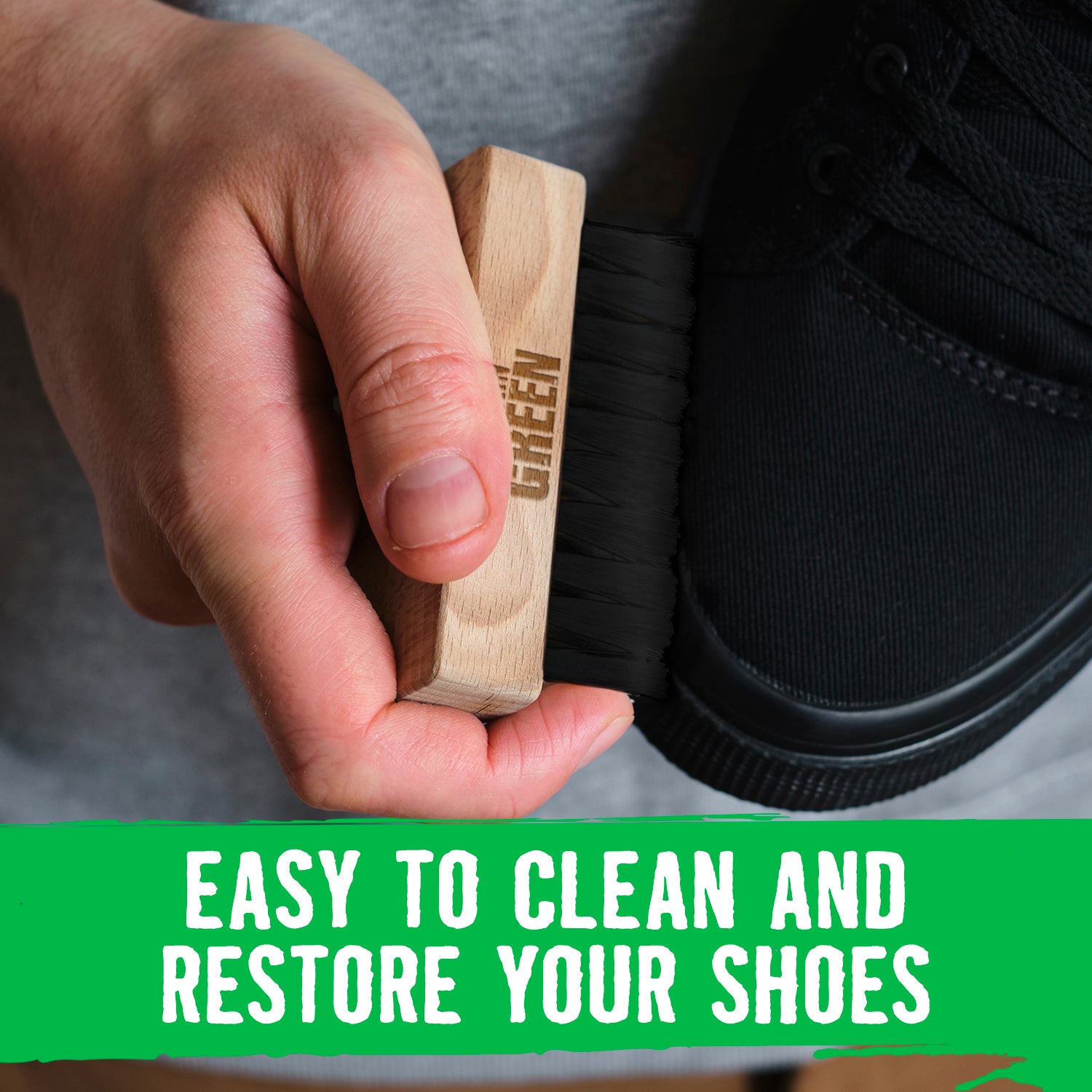 Restore shoes easily with Rockin Greens Shoe Cleaning Kit.