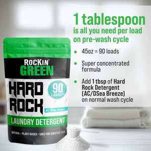 Rockin Greens Hard Rock Laundry Detergent - AC/DSea Breeze: Vegan, cruelty-free benefits & usage tips.