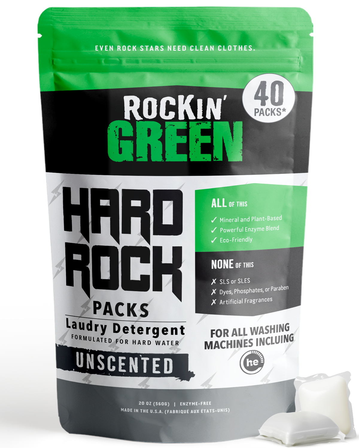 Unscented Hard Rock Laundry Detergent - Rockin Green