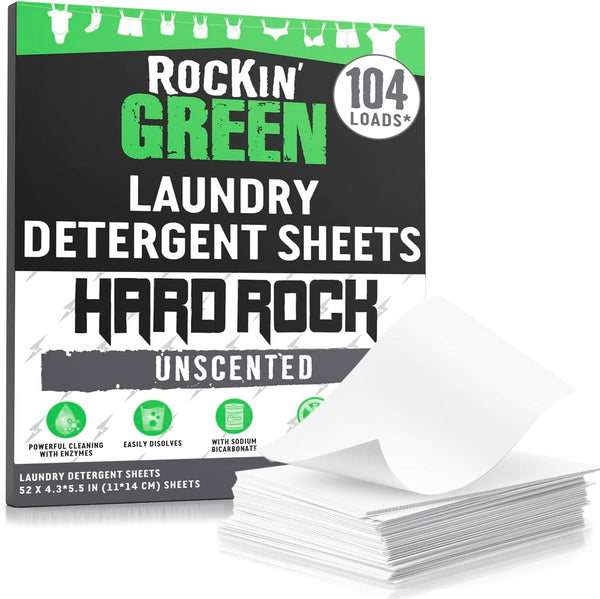 Hard Rock Travel Laundry Detergent Sheets for Hard Water - Unscented 1