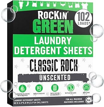 Laundry Detergent Classic Rock Sheets: Unscented, 102 loads—plant-based and full of bubbles.